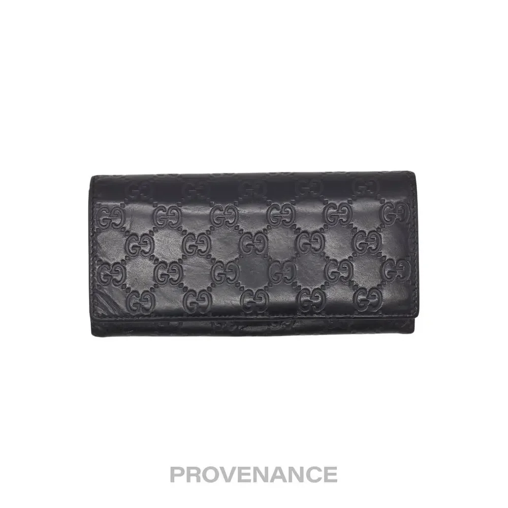 🔴 Gucci Long Wallet - Black Guccissima Leather